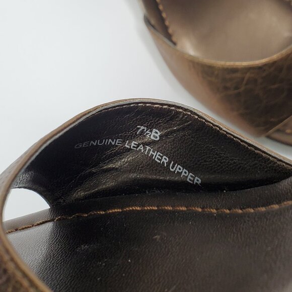 Talbots Bronze Brown Leather Upper Slip-On Wedge Sandal Size 7 1/2B - Picture 10 of 13